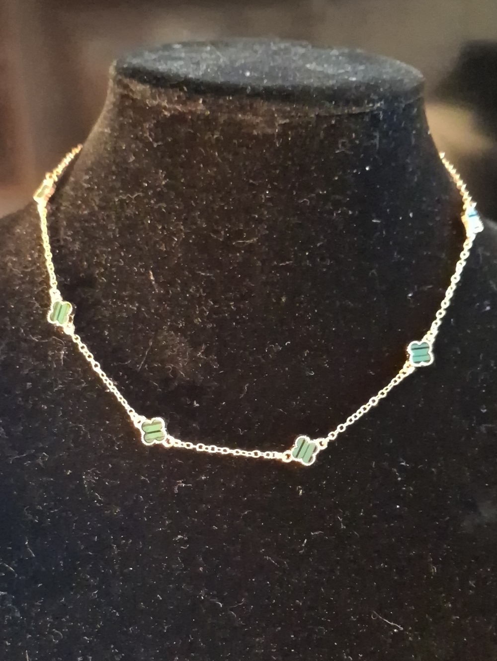 Adina Eden Delicate Green Clover Station Necklace - Women's Jewelry